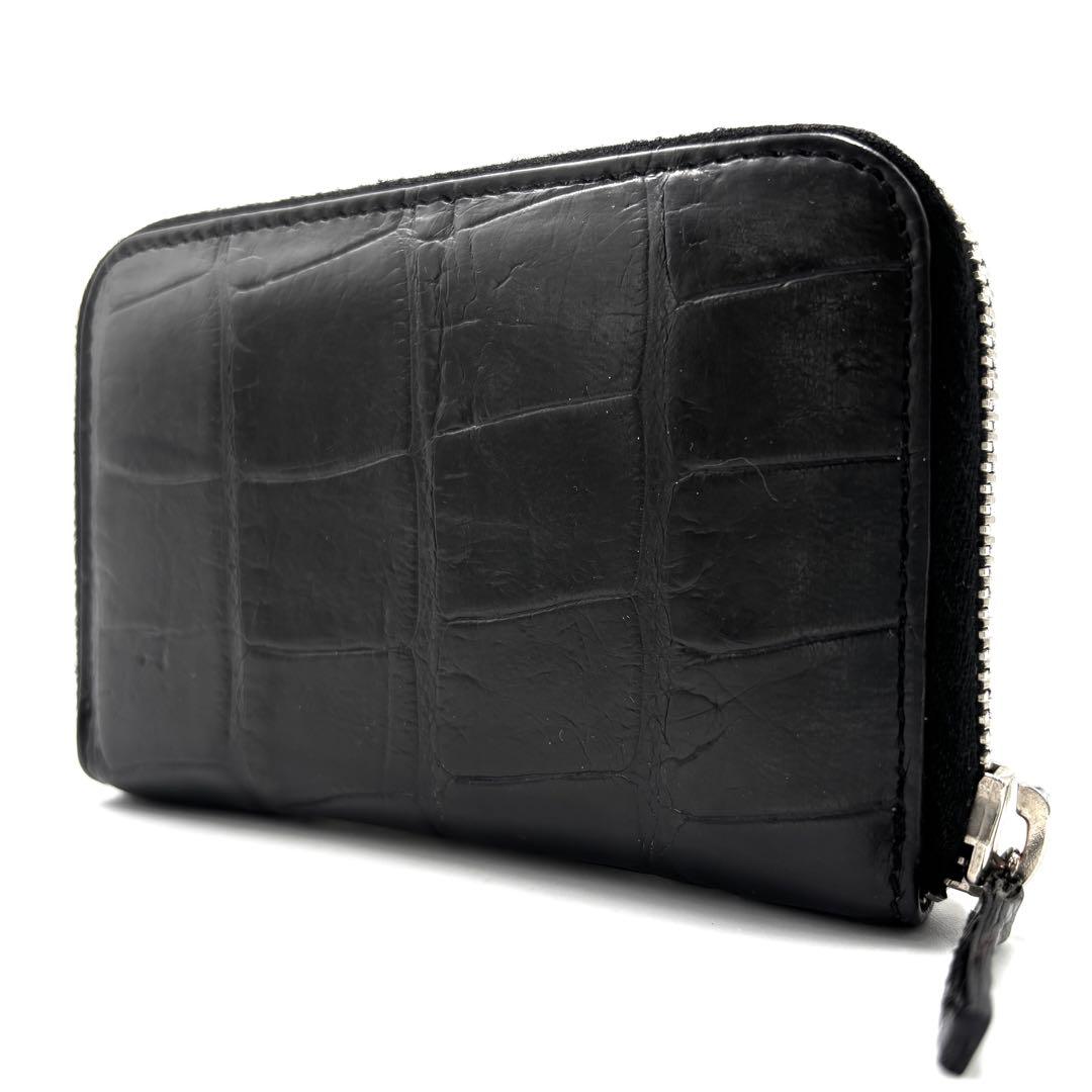 【美品】グッチ クロコダイル ケース レザー コンパクトウォレット 黒