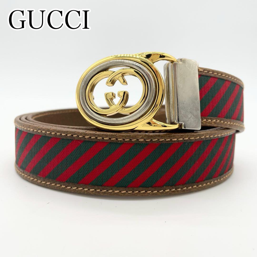 極美品　GUCCI グッチ オールドシェリーライン バックルベルト　GGバックル