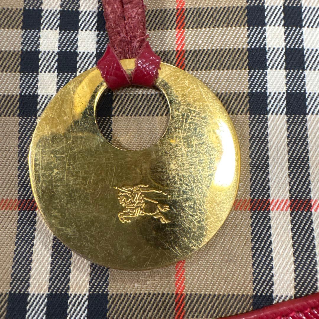 バーバリー ノバチェック ハンドバッグ ベージュ/レッド ゴールド