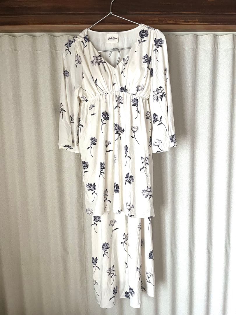 【新品未使用】ジェラートピケ フラワー柄 カップ付きルームウェアセット