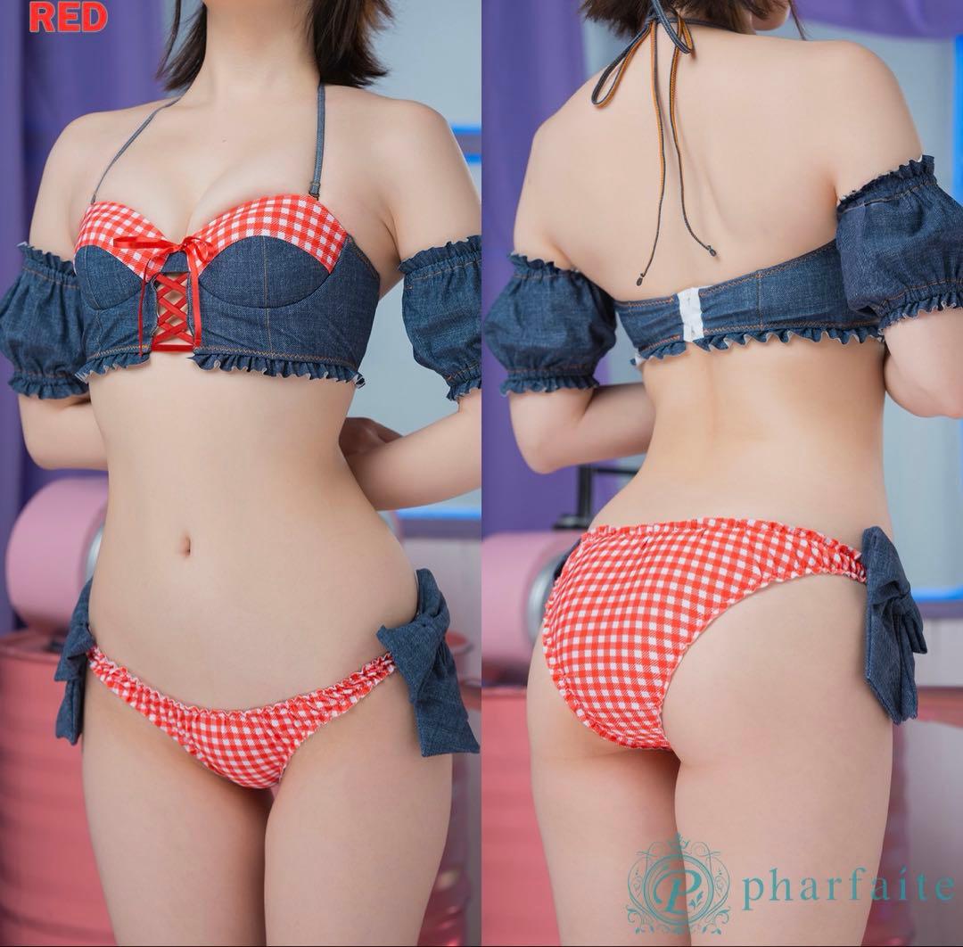 パルフェット Chill Bustier/ギンガムチェック＆デニム柄スイムウェア
