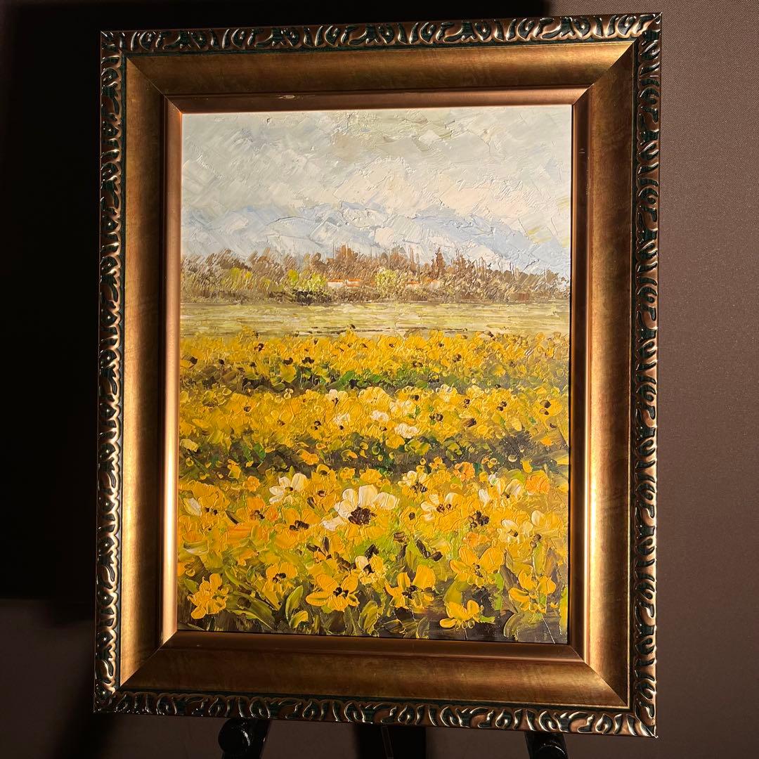 手描き油絵 菜の花畑 絵画 インテリア 油彩画