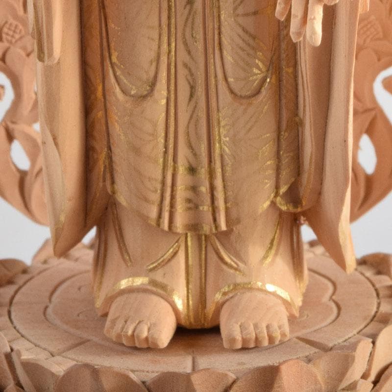 仏教美術 柘植彫刻 西立弥陀像 仏像 華鬘台 C 8845 - メルカリ