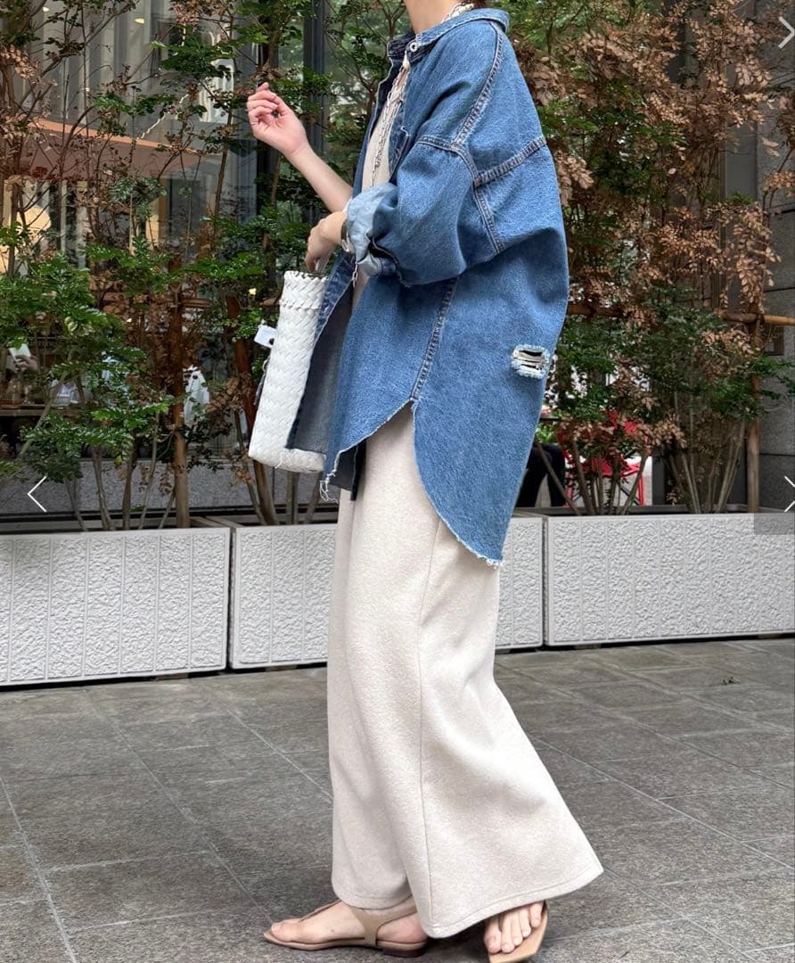 DOUDOU ダメージデニムシャツ