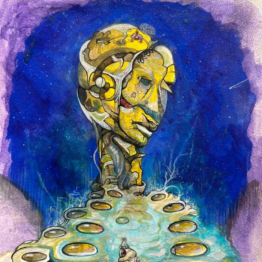 ミスターイエロー　アクリル画　原画