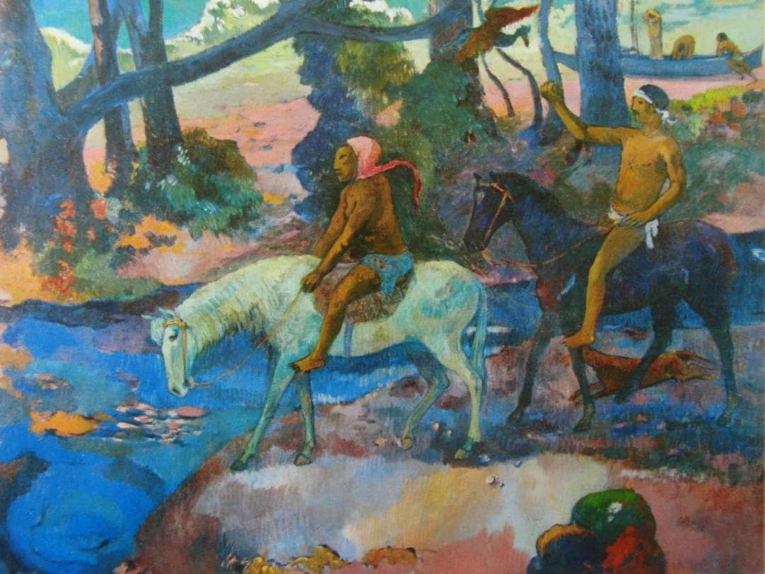 ポール・ゴーギャン、【浅瀬】、希少な画集画より、新品高級額・額装付