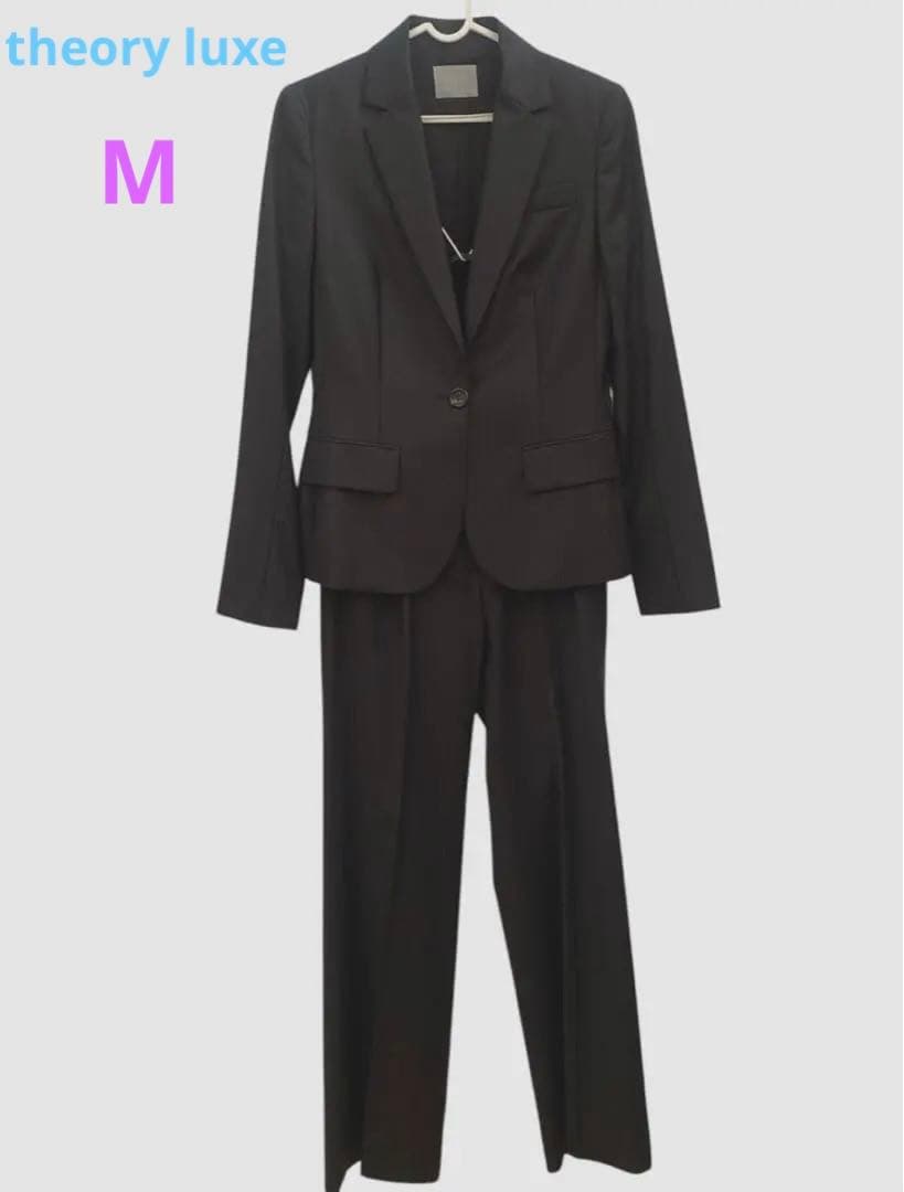 セオリーリュクス　パンツスーツ　セットアップ　ブラック　細ストライプ　M 美品
