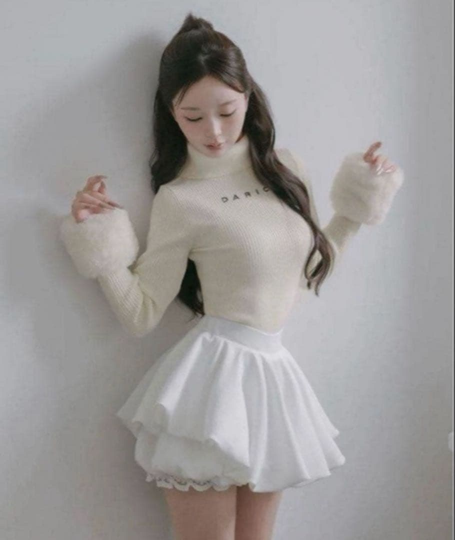 Darich スムースファーリブニットトップス IVO 袖ファー即日発送可