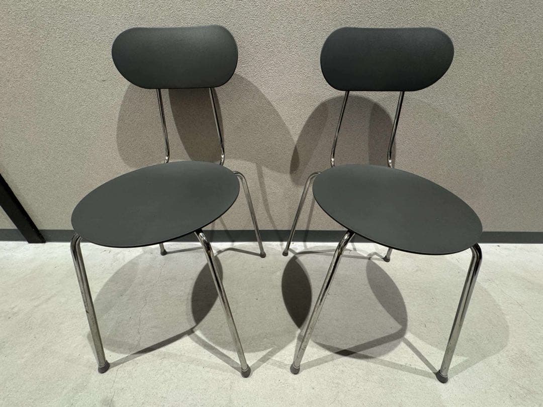 ⭐️2脚セット 無印良品 スチールチェア ダークグレー 定価1脚20100円