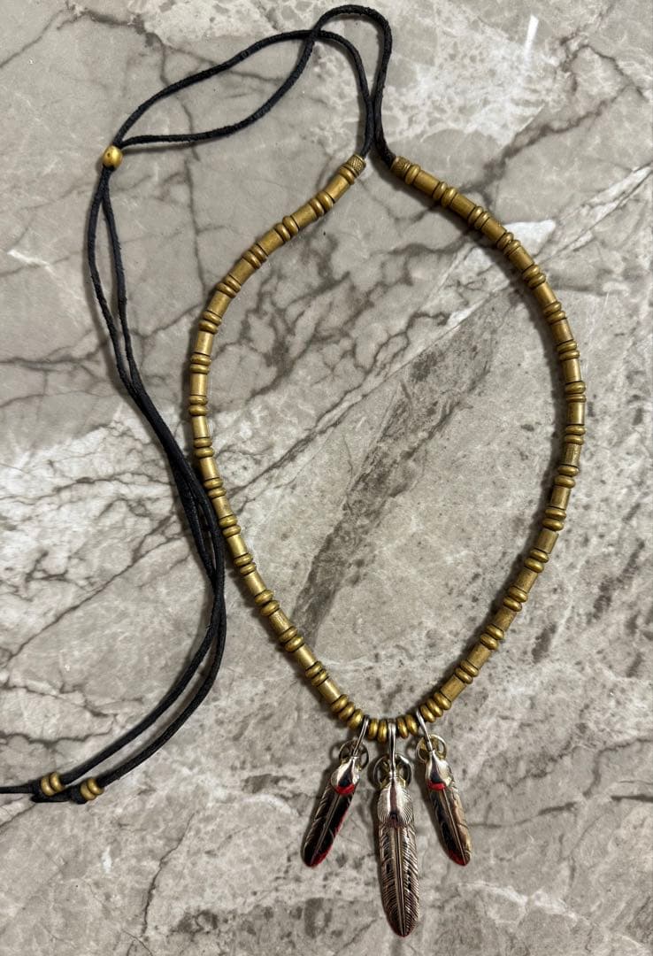 SILVER 925 ゴールド 金フェザー ペンダントネックレス BFF ブランド フェザーネックレス 金爪 イーグル メタル シルバー925