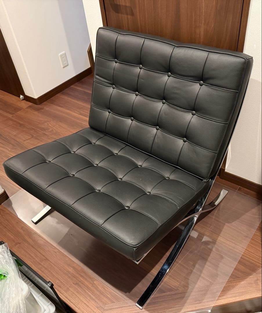 【大塚家具】バルセロナチェア 本革 クロームフレーム