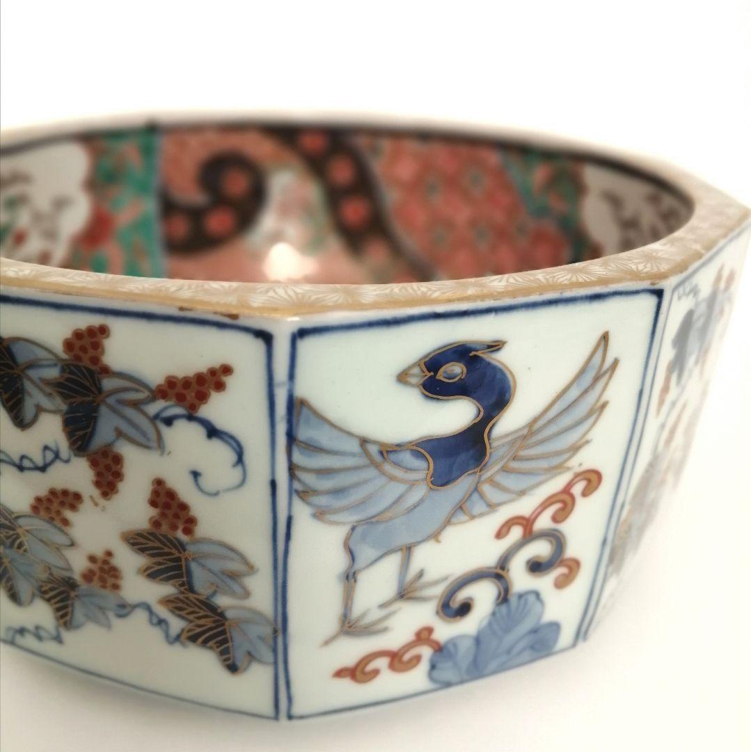 古伊万里 天使図 色絵 エンジェル 富貴長春 10角 大鉢