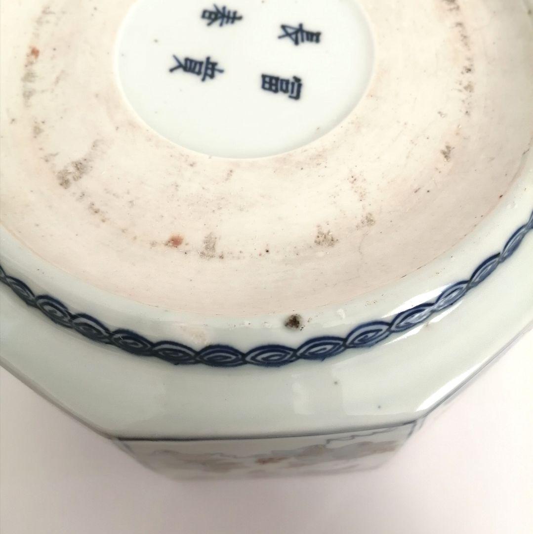 古伊万里 天使図 色絵 エンジェル 富貴長春 10角 大鉢