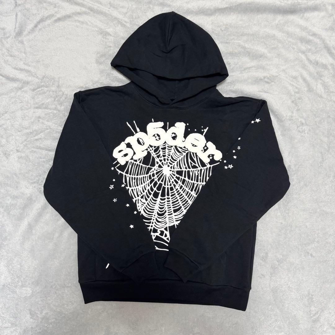 新品」 Sp5der スパイダー パーカー ブラック - メルカリ