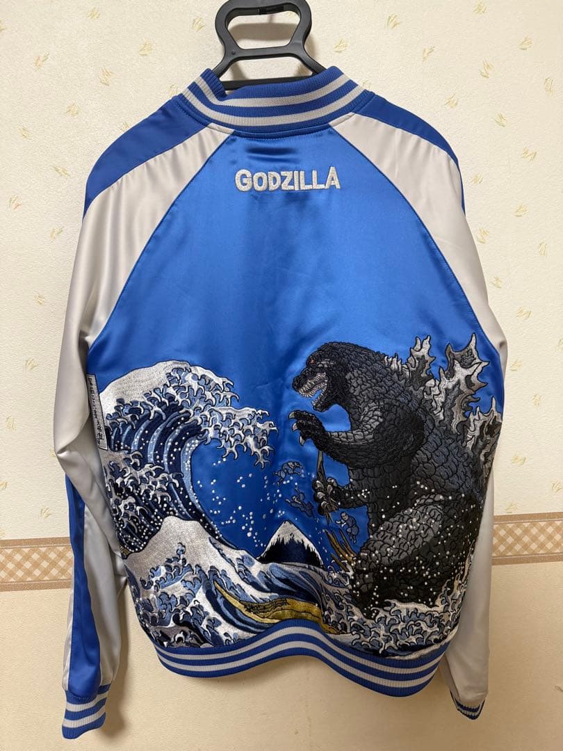 ゴジラスカジャン XXL 青　富嶽三十六景