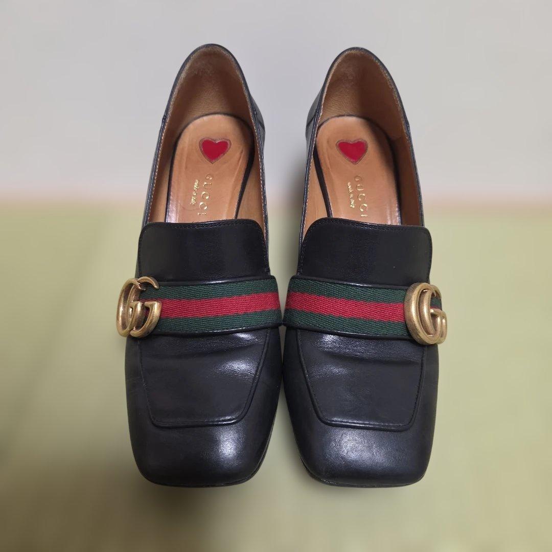 GUCCI マーモント シェリーライン パンプス 黒 36 GG