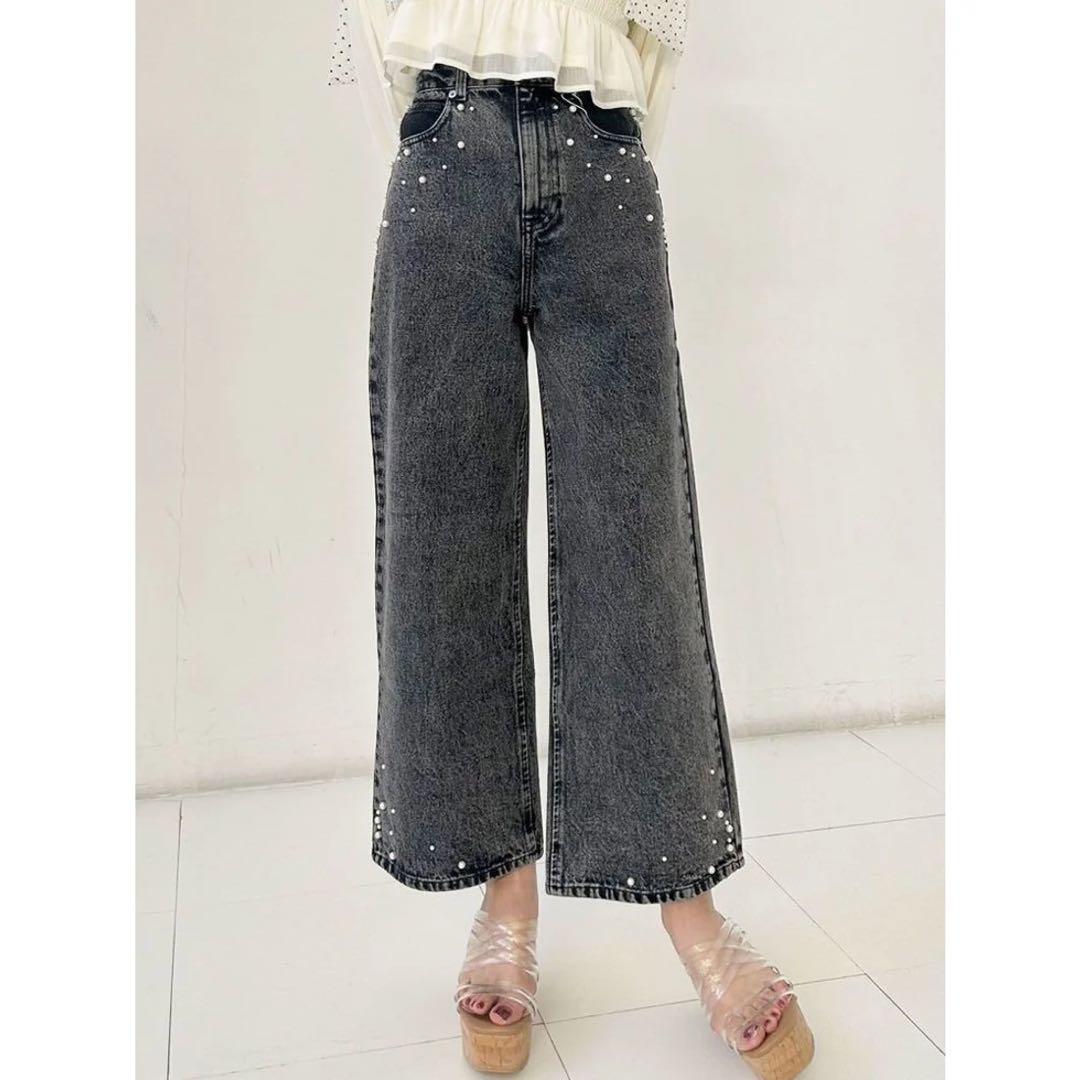 完売品MERCURYDUO（マーキュリーデュオ）パールデニムパンツ （ブラック）