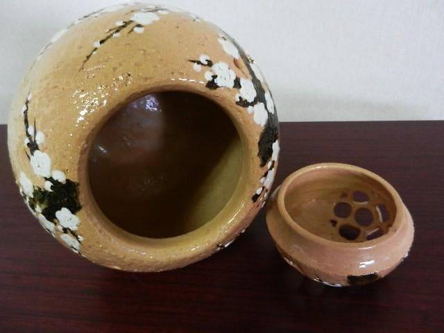 後藤（永興）明道」作 茶道具「乾山写 梅の絵 手焙」 共箱「鵬雲斎