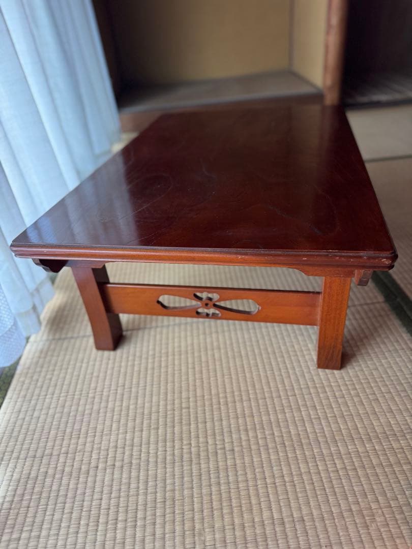 無垢板ローテーブル　座卓 昭和レトロ　折りたたみ式 商品コード：uky-872】座卓 幅150 木製 ウォールナット リビング