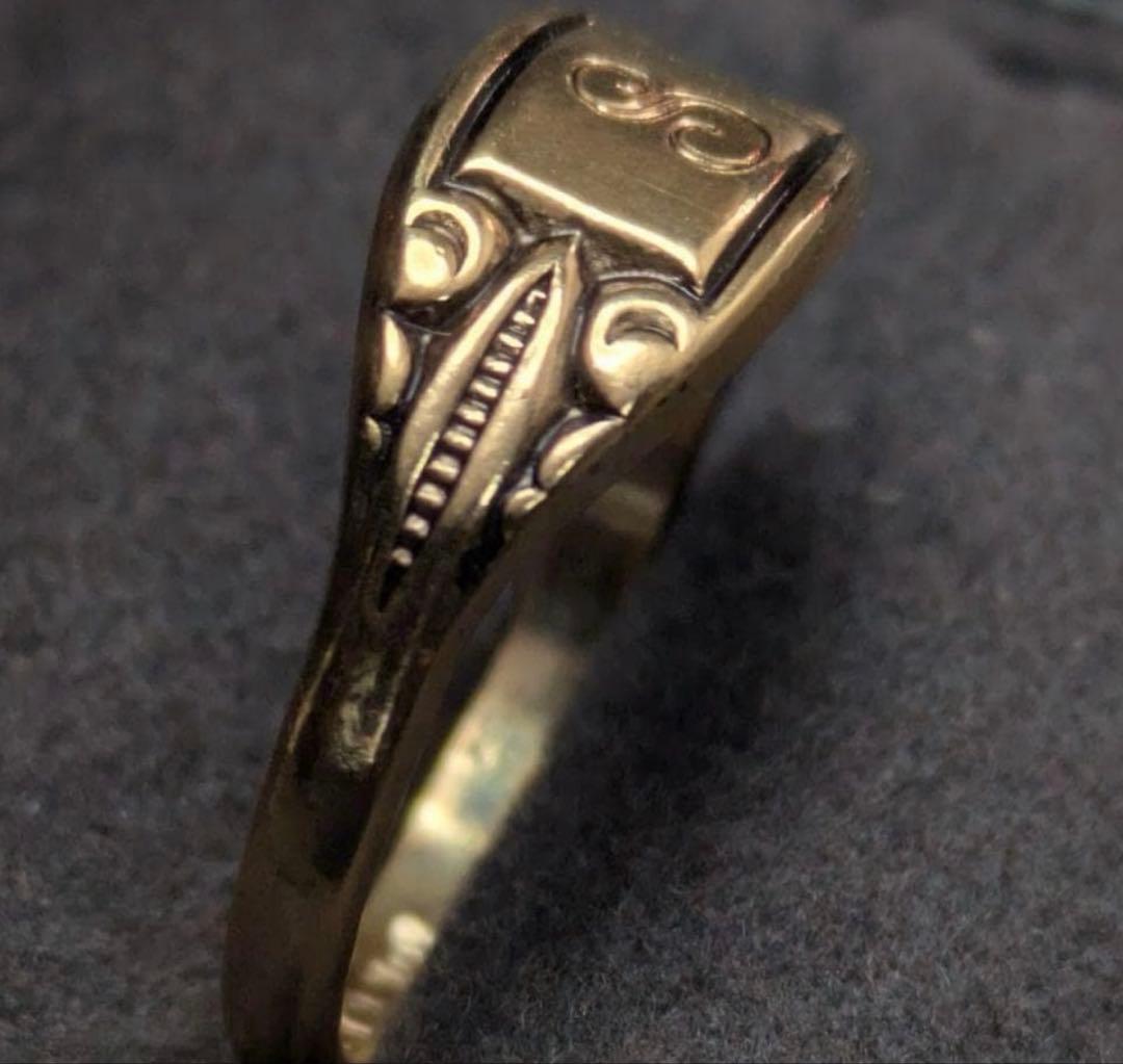 イニシャル「S」 ヴィンテージ 10金 GF シグネットリング 9号 2.5g