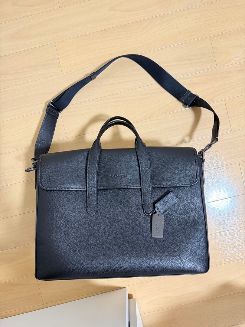 美品　COACH ブラック レザー ビジネスバッグ