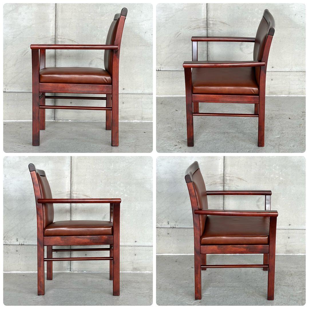 ☆1980年代☆ morishigeオリーブ印 アームチェア 本革 国産高級家具