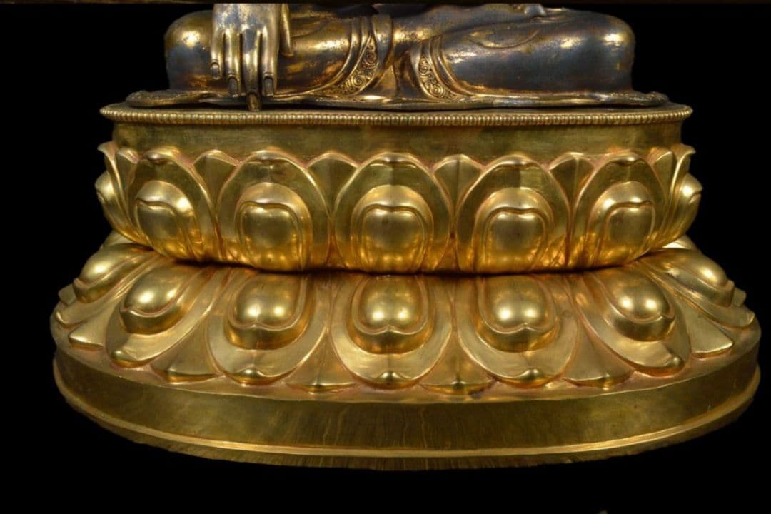 チベット特大仏像 高さ57cm 仏教美術 古銅 鍍金釈迦如来坐像(釋迦牟尼