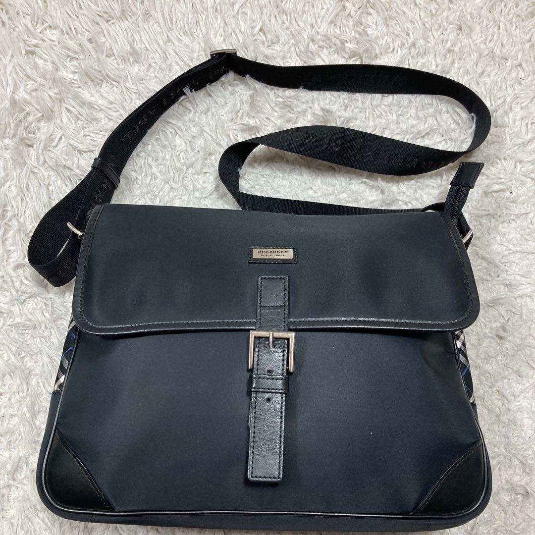 未使用級 バーバリーブラックレーベル ショルダーバッグ A4可 ナイロン