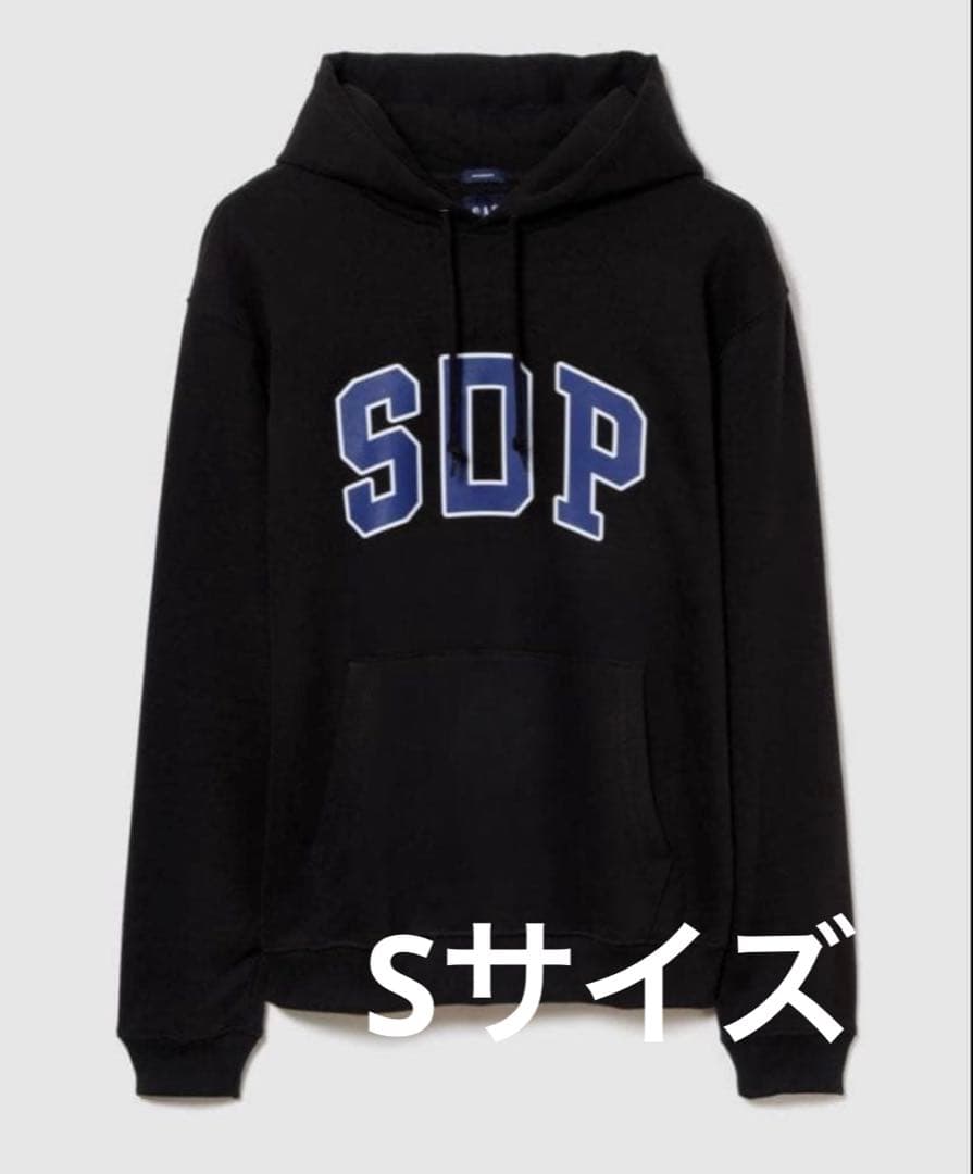 GAP x スチャダラパー アーチロゴ フード付きパーカー　黒　フーディー　S