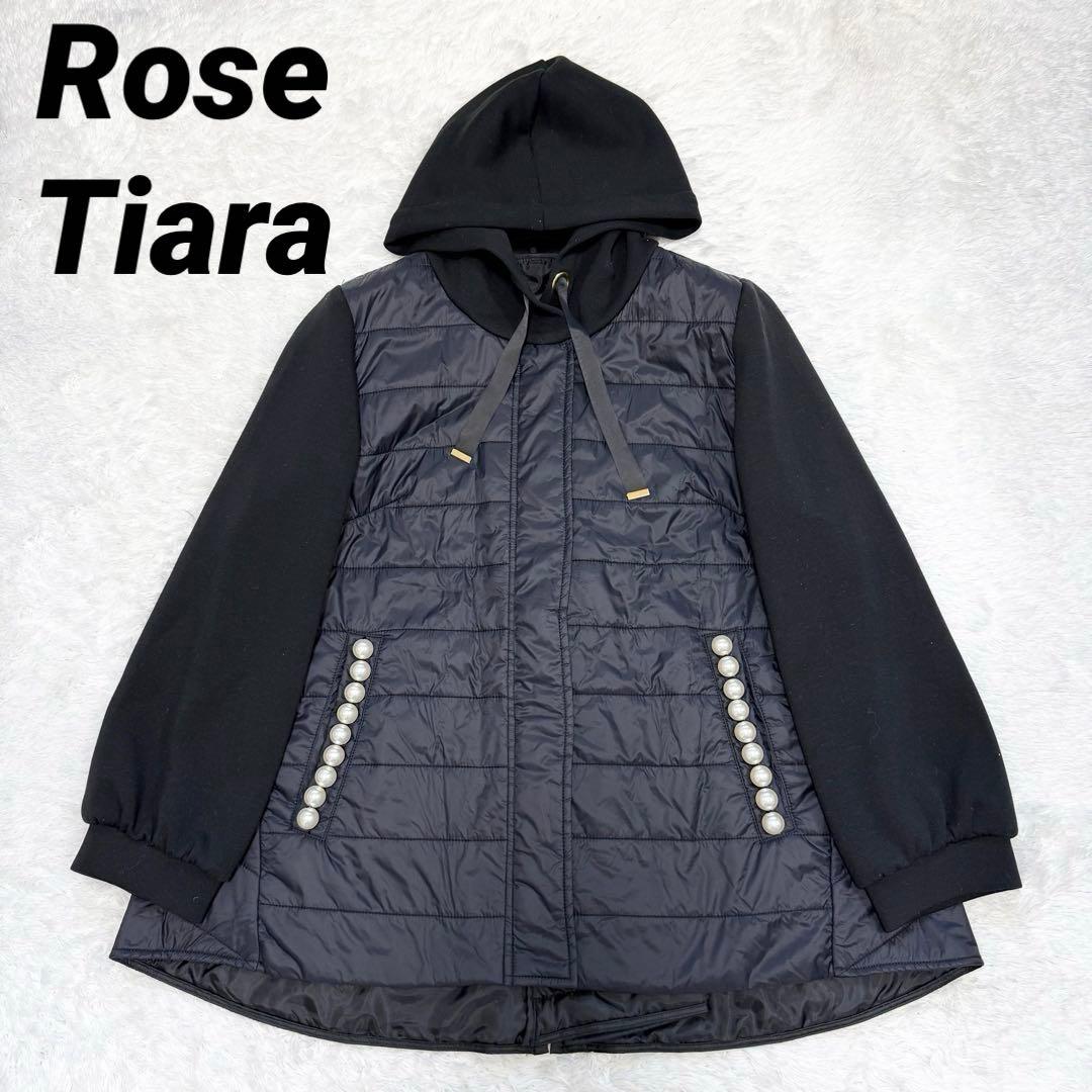 【極美品✨】ローズティアラ　ダンボールニット切替ショートコート　42