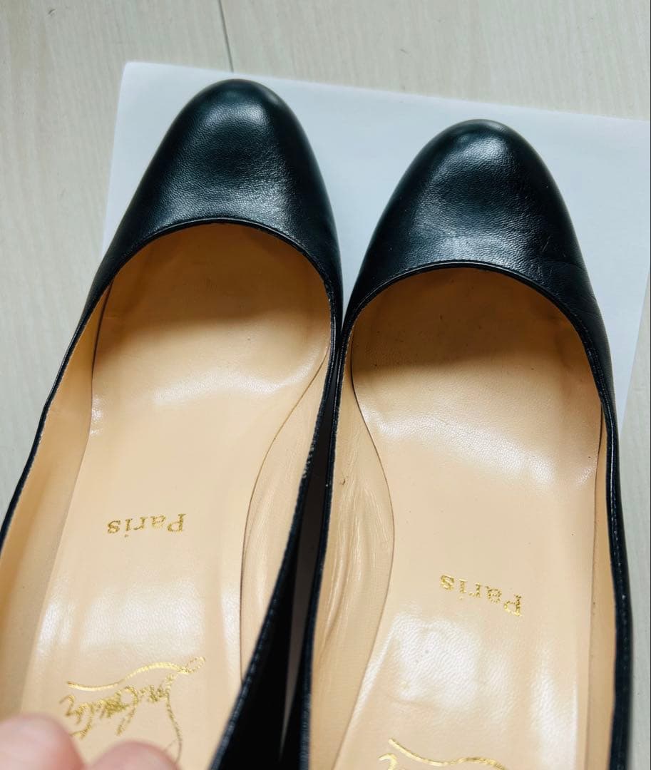 クリスチャンルブタン】黒 レザー ブラック ハイヒール 23.5 37