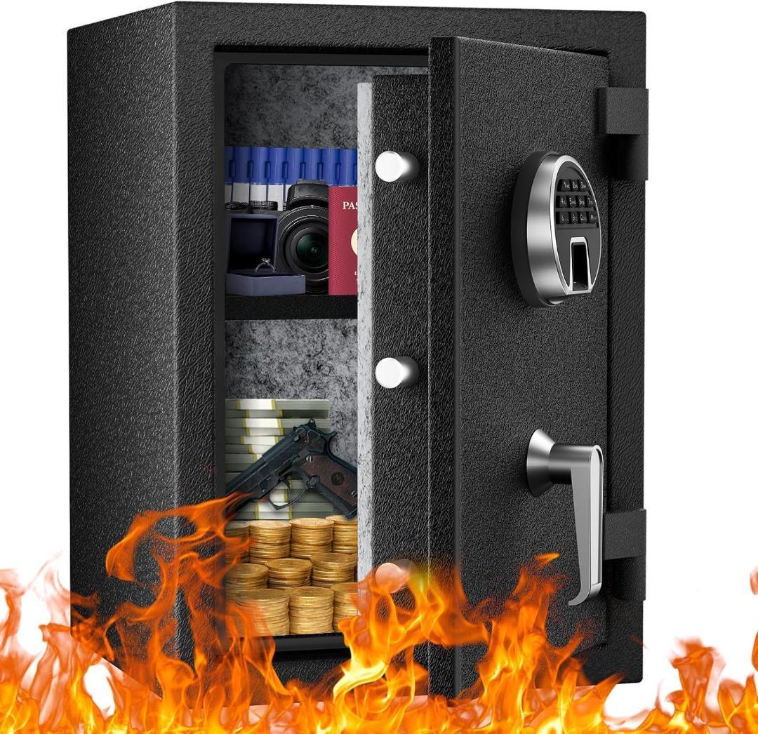 アウトレット　指紋認証式　防火金庫　43L