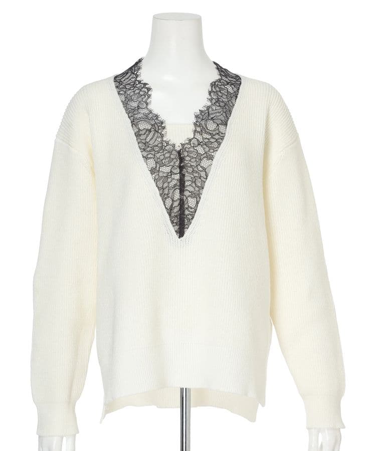 未使用タグ付♡マイストラーダ Vネックレースニットプルオーバー