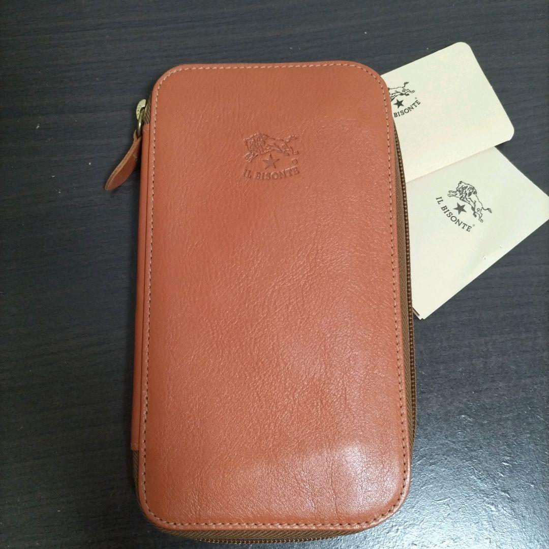 新品 イルビゾンテ 本革 レザー ウォレット ファスナー 財布 キャラメル 茶