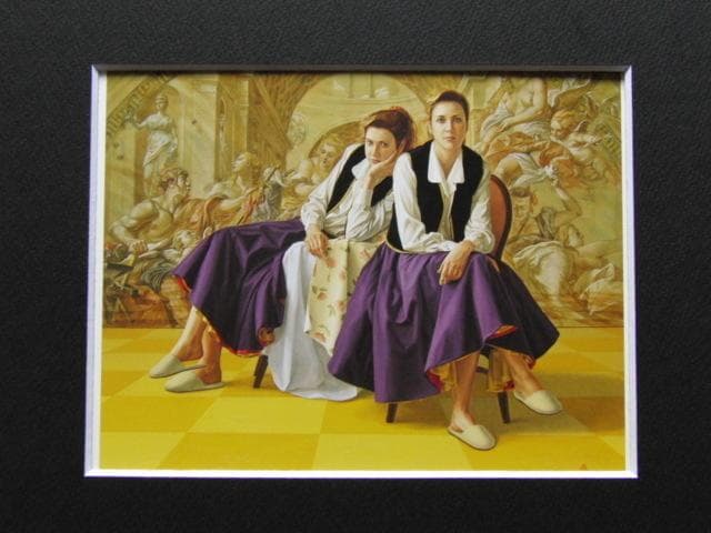 山名將夫、【回想のふたり】、希少な大判額装用画集より、美品、日本人画家