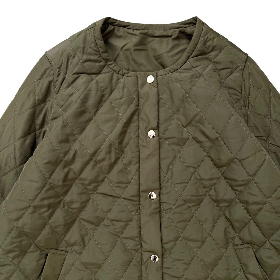 シャルレ 着心地フィットキルトコート カーキ L - メルカリ