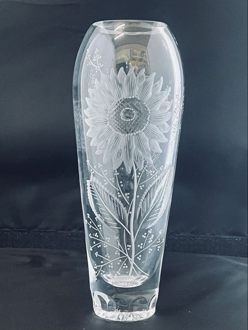 マイセンクリスタルガラス ひまわり彫刻フラワーベース クリスタル ひまわり ガラス 置物 オーナメント ペーパーウェイト