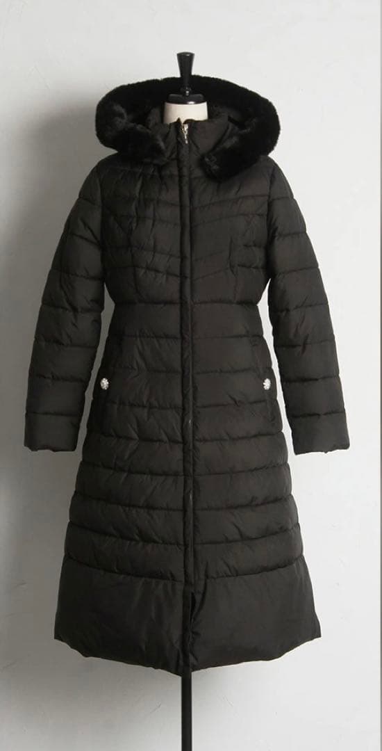 tocco closet 取り外し可能なファー付きマイクロファイバーロングコート