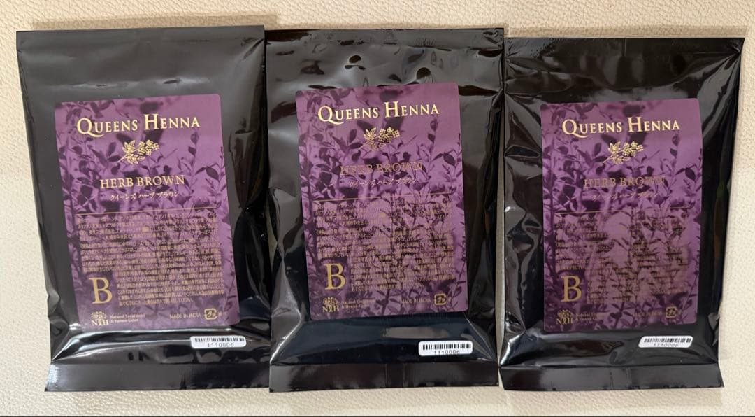 QUEENS HENNA ヘナカラー HERB BROWN 3パック