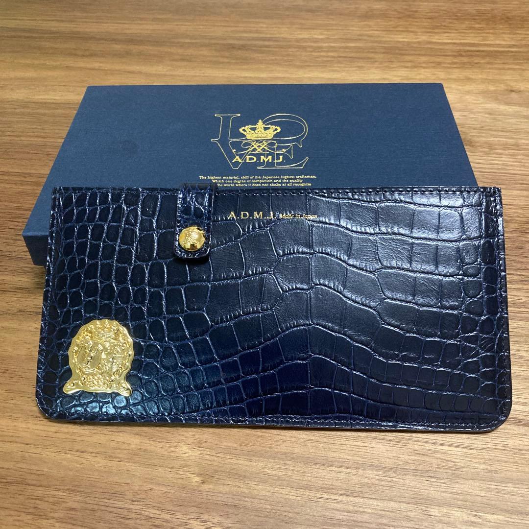 A.D.M.J. クロコダイルレザー 長財布 ネイビー