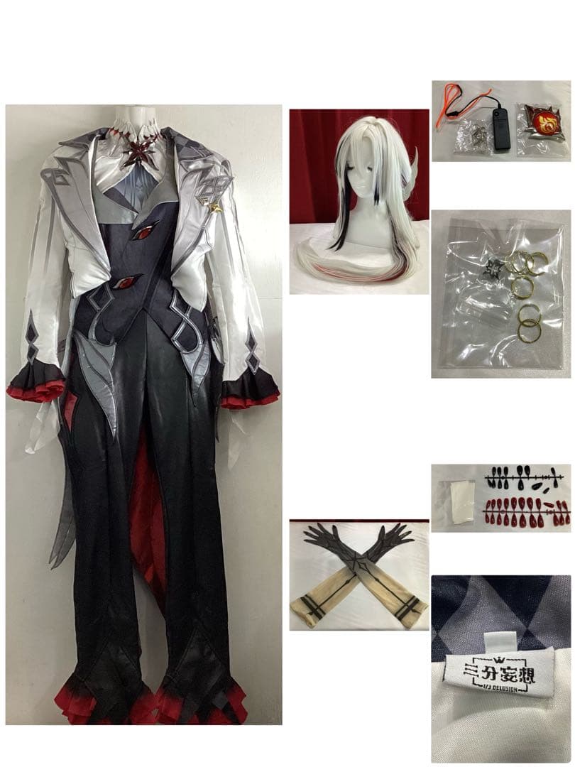 【三分妄想製】原神　アルレッキーノ　ほぼフルセ　L　コスプレ衣装　F-0288★