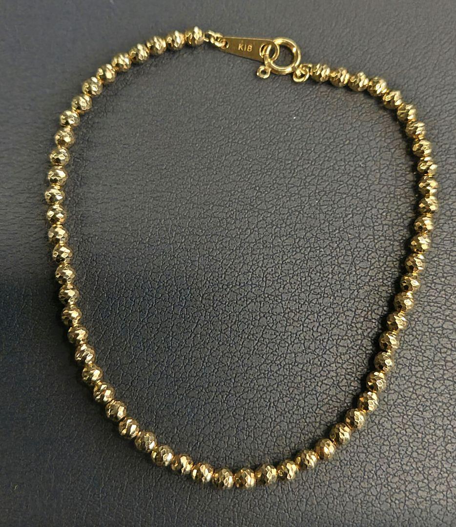 k18 シャンデリア ブレスレット 19cm 3mm玉