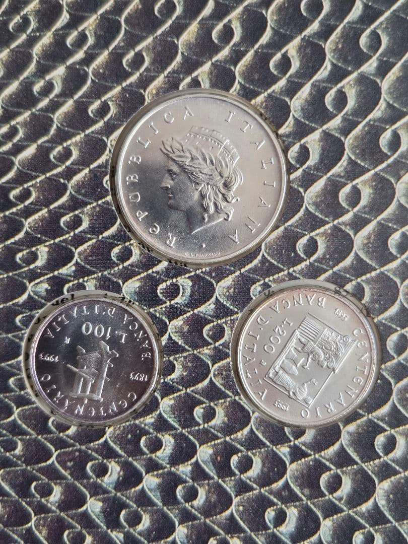 イタリア共和国 イタリア銀行創設100周年記念銀貨 3枚セット 1993