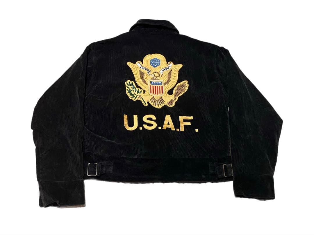 HOUSTON USAF ツアージャケット スーベニア コーデュロイ black HOUSTON / ヒューストン 51523 VELVETEEN SOUVENIR JACKET (DEER