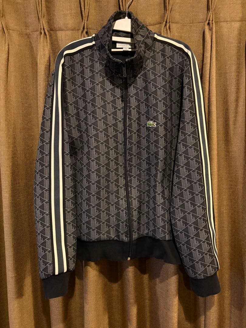 LACOSTE ラコステ モノグラムジャカード トラックジャケット ブラック