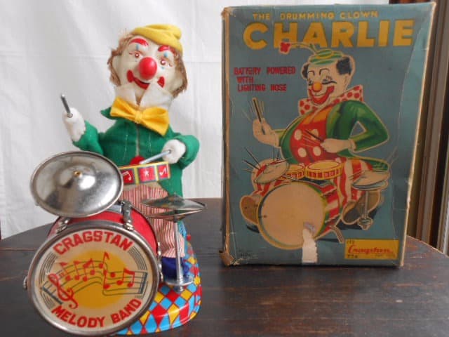 超希少、美品！アルプス ALPS ドラマー ピエロ ブリキ 玩具 箱付 電動 アルプス商事製 NEW ALARM SOUND AMBULANCE 外箱付き | ブリキの