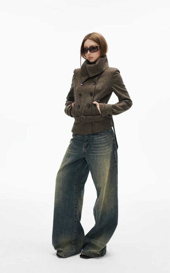 IAMXIAA ハイネックダブルブレストジャケット