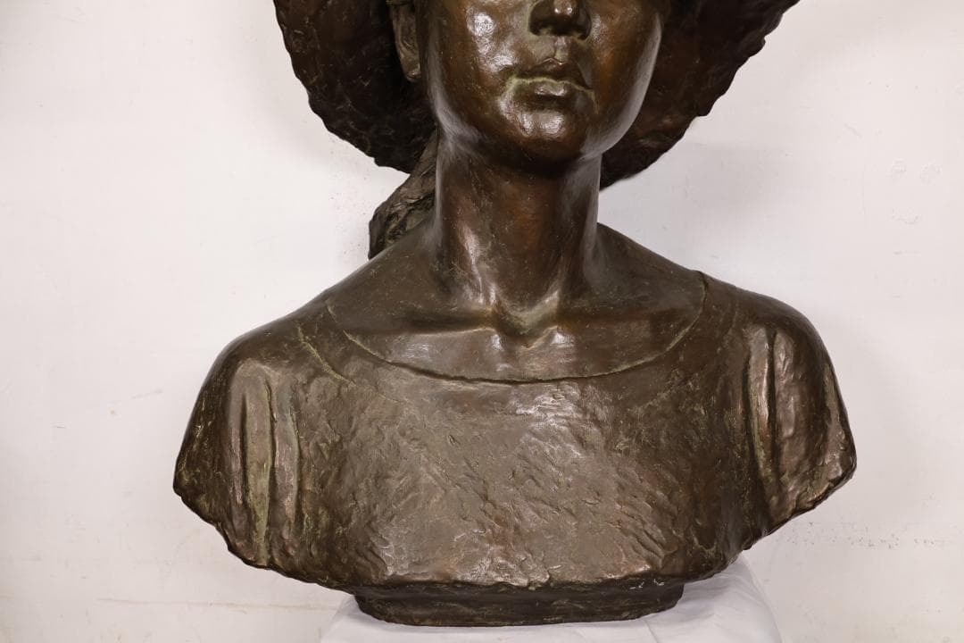 真作】 日展彫刻作家 田畑功 作 ブロンズ像 胸像 重さ41㎏ BK001