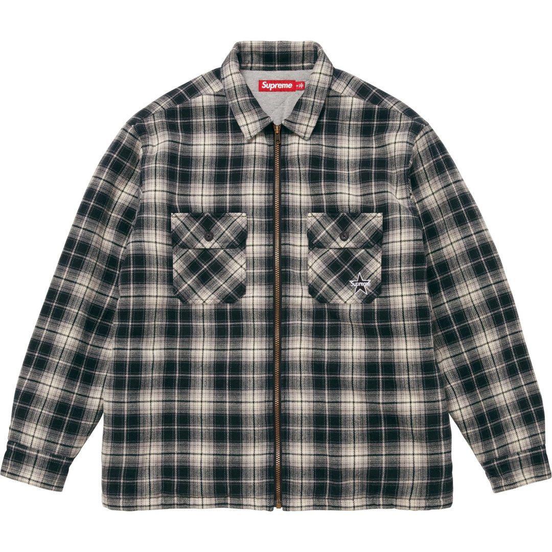 トップス Supreme Thermal Zip Up Flannel Shirt