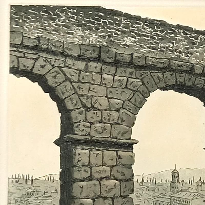☆菅間慧一☆「 ローマ水道橋（スペイン） 」銅版画　四ツサイズ 新品額！